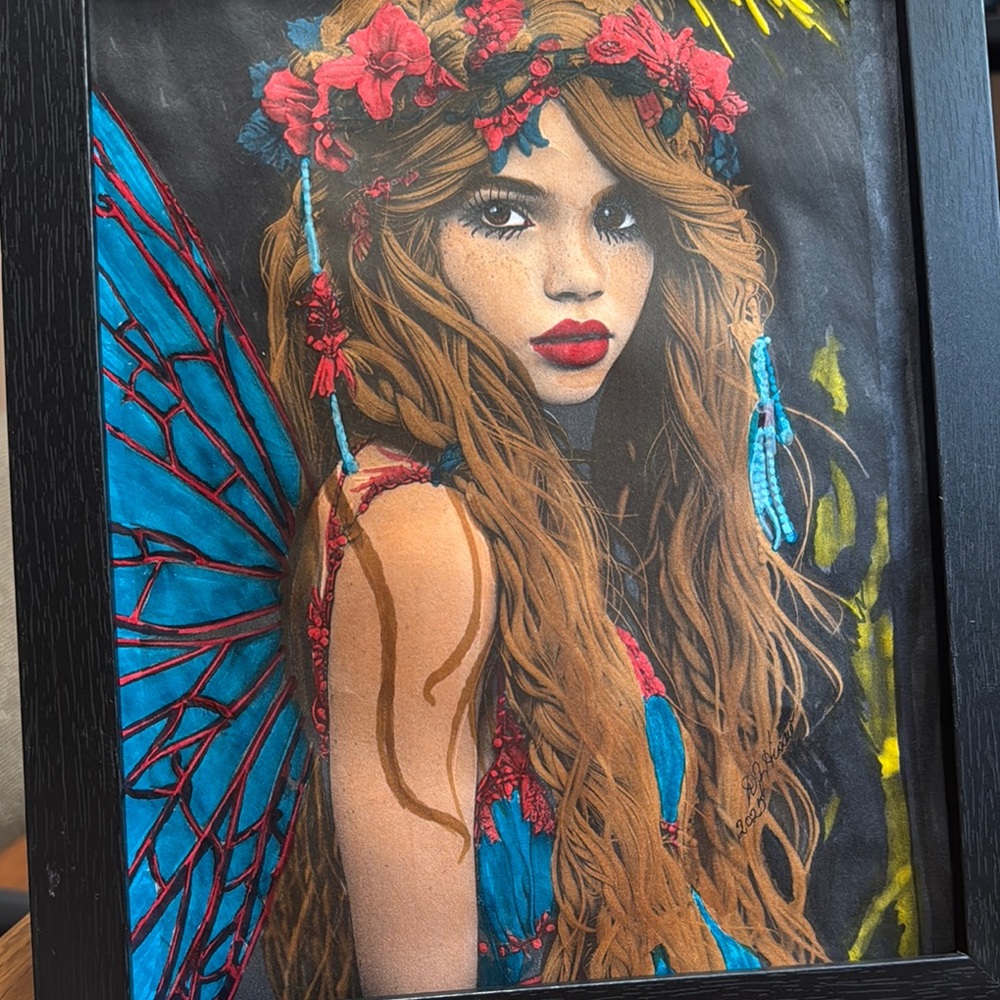 Blue and Black Ethereal Painting with Fantasy Elements
